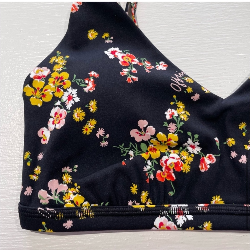 NWT Aerie Offline Floral Print Mesh Back Plunge Sports Bra - Picture 4 of 6